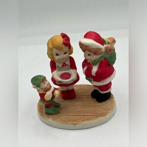 Vintage Campbell Soup Kids with Elf Christmas Holiday Winter Ceramic Figurine 3”